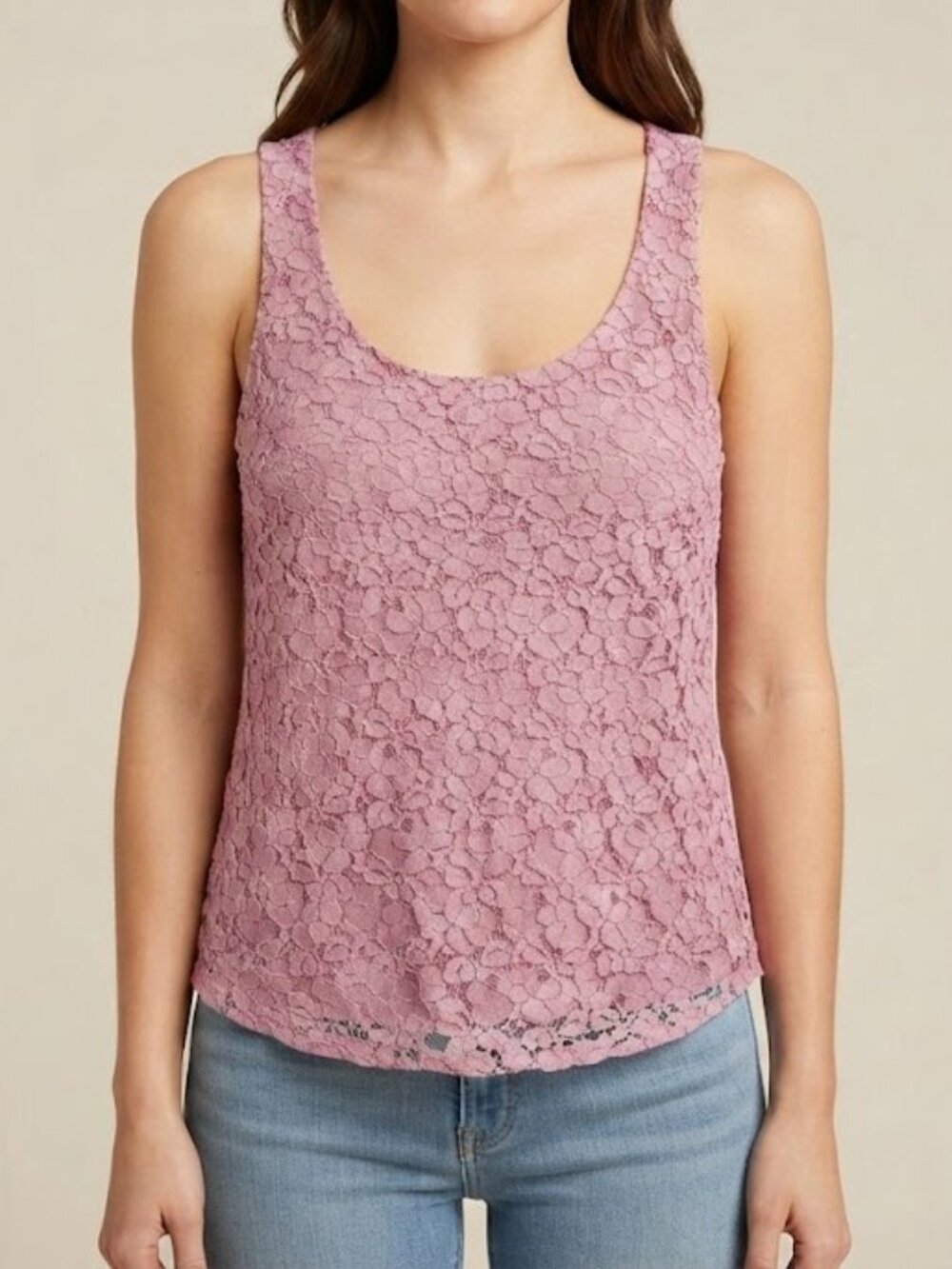 ARITZIA Talula Pink Floral Lace Tank Top